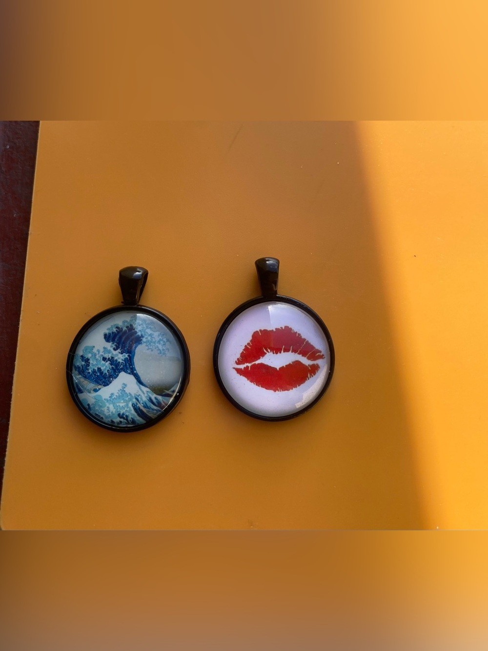 2 Piece Bundle of Glass Cabochon Charm Pendants / Keychain / DIY Jewelry (pendan